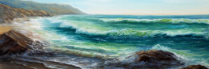 landscape painting of ocean and beach