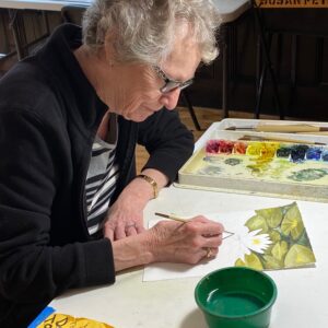 Susan Peterson working in the studio