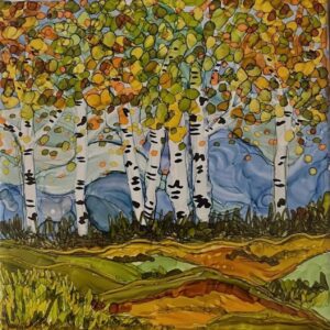 Skyward Birches painting