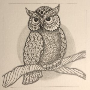 zentangle owl by Lynda Abbot