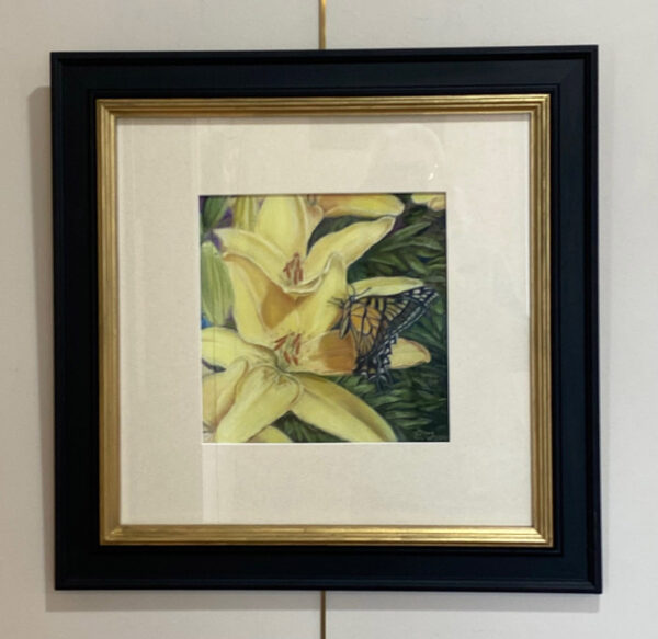 Touching Down - Lilies and Swallowtail by Brenda Ferro