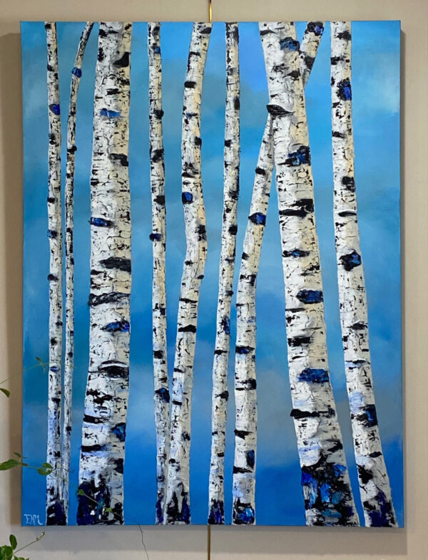 Beautiful Blue Birches by Evalyn Maghakian