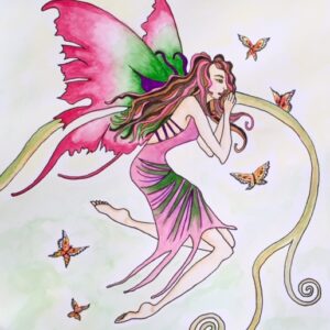 Join "Painting Fun for Children and Tweens with Kristine Mancuso": a fairy with pink & green wings, plus butterflies!.