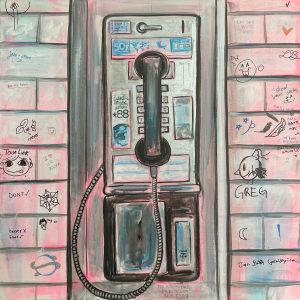 painting of vintage payphone