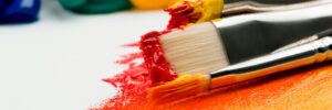 Paint brushes on canvas