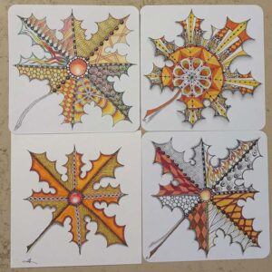 Fall Zentangle Leaves by Lynda Abbot